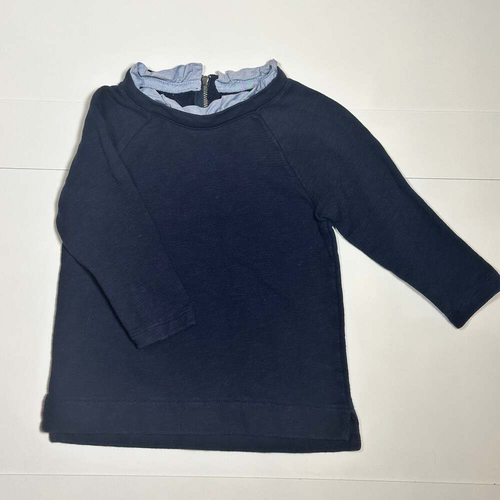 J. Crew Crewcuts Girls Navy Sweater with Ruffle Collar Sz 4-5T
